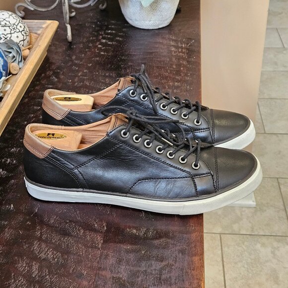 Coach Men's Perkins Cap-Toe Leather Sneakers, Black, Sz 12 - Picture 1 of 16